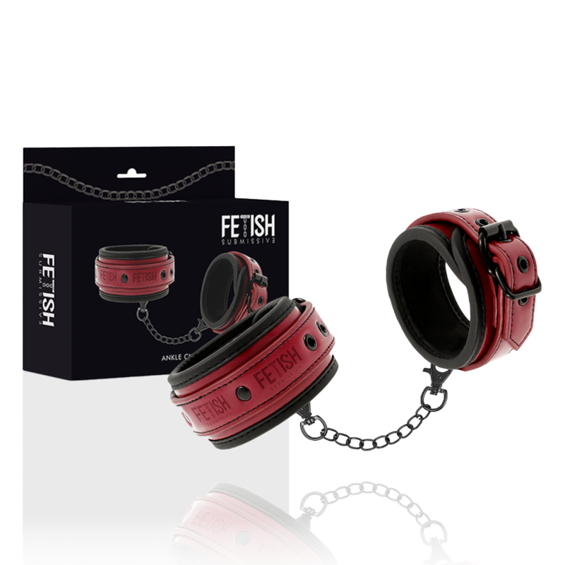 Fetish Submissive – Menottes de cheville en cuir avec doublure néoprène