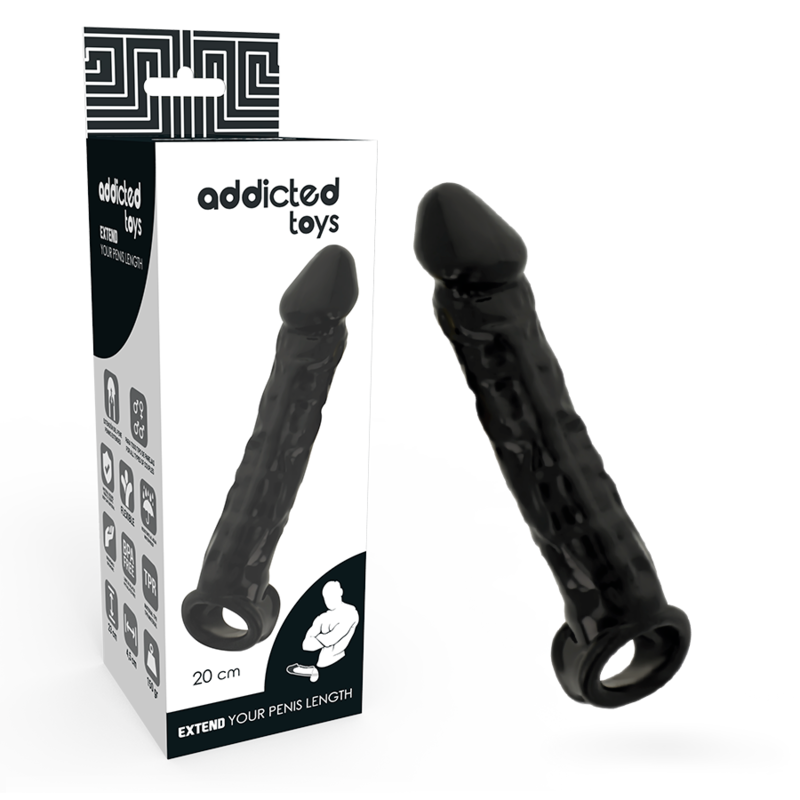 Extension pénienne noire – Addicted Toys – Aspect réaliste Addicted Toys Antre de Nyxa