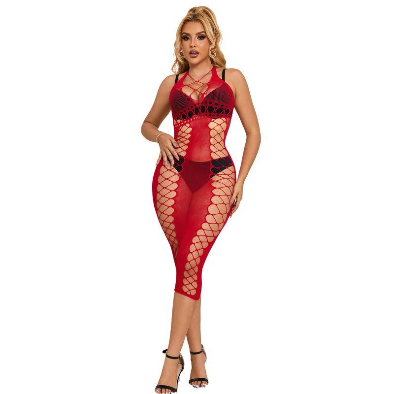 Subblime – Robe longue résille rouge - Taille Unique