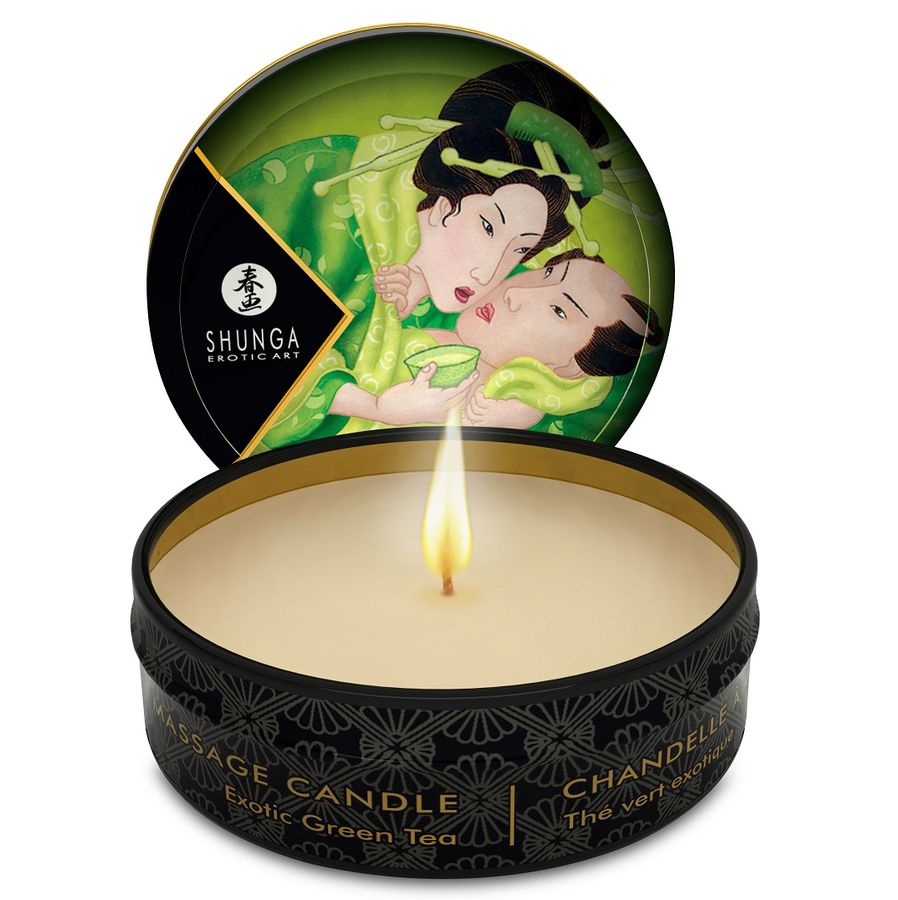 Shunga – Mini Caresse Thé Vert – Bougie de massage 30 ml Shunga Antre de Nyxa