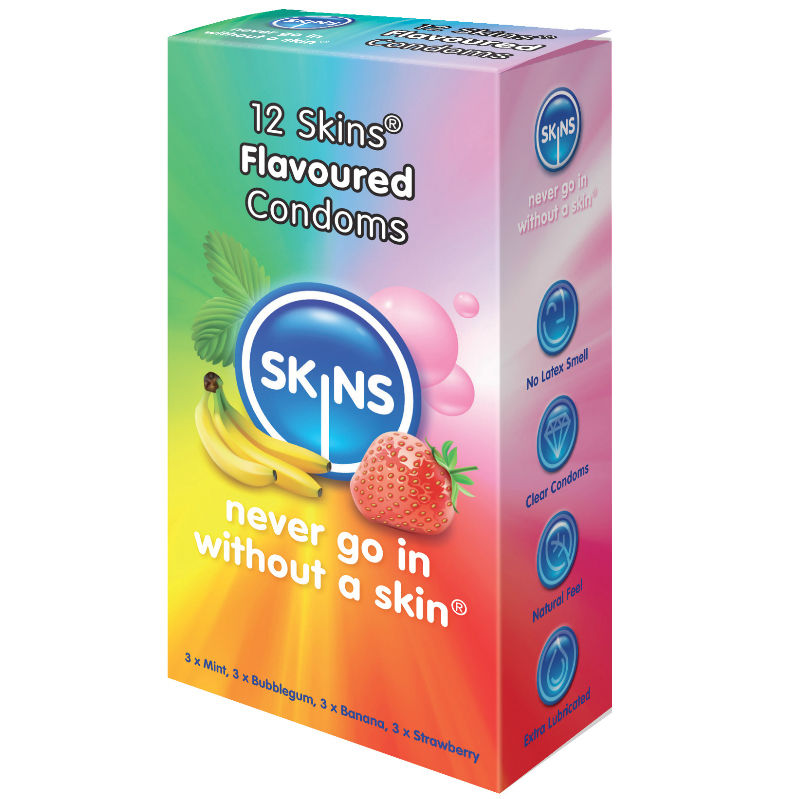 Skins – Préservatifs saveurs 12 unités – Latex naturel Skins Antre de Nyxa