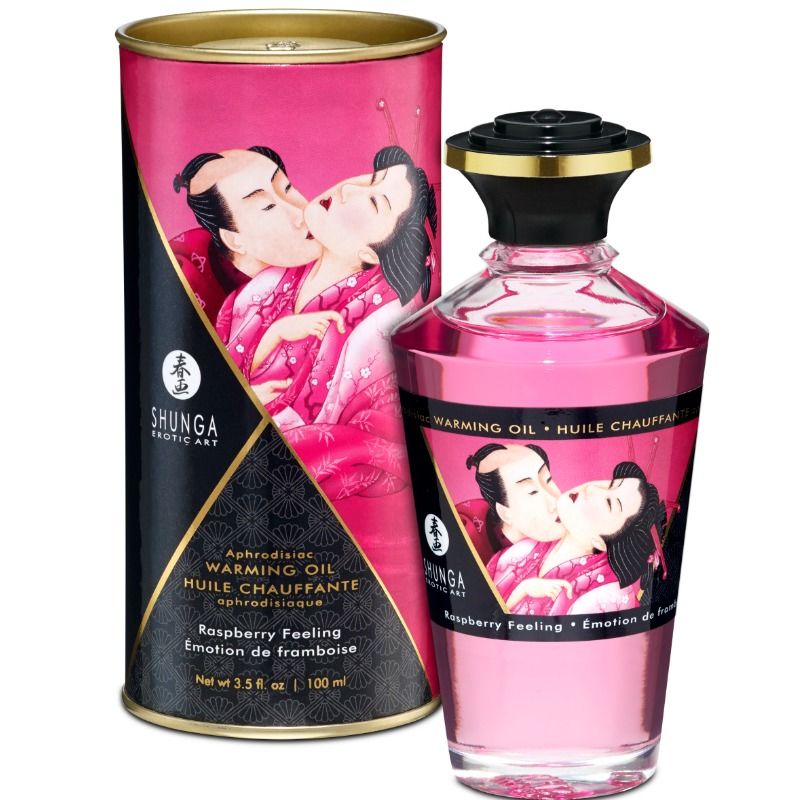 Shunga – Huile de massage effet thermique Framboise intense – 100 ml Shunga Antre de Nyxa