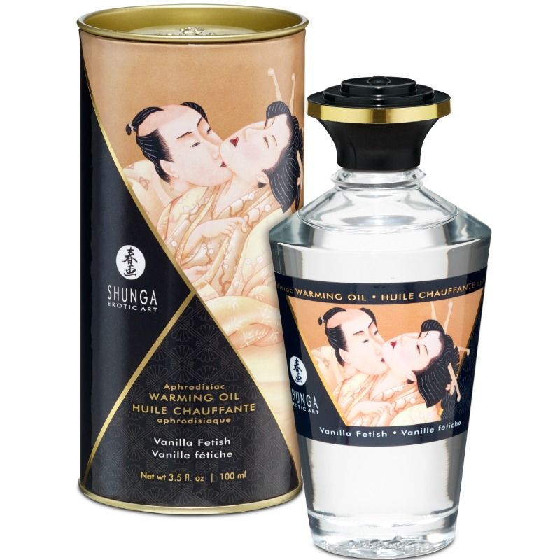 Shunga – Huile de massage effet chaleur Vanille fétiche – 100 ml Shunga Antre de Nyxa