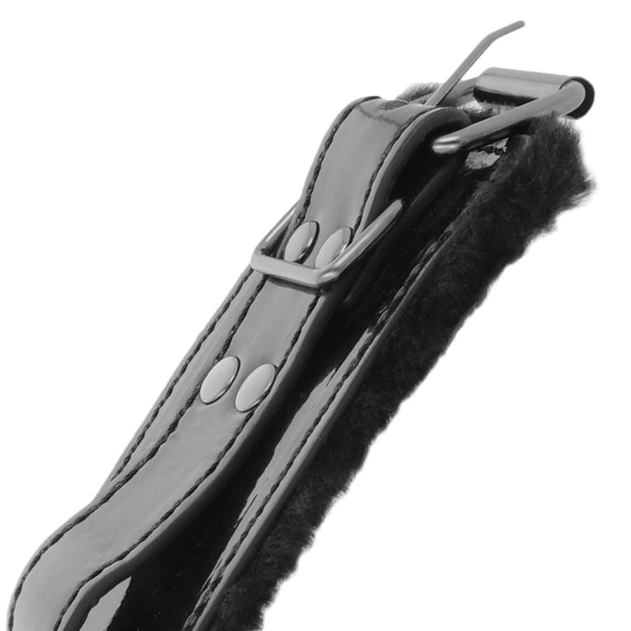 Darkness – Menottes ajustables en cuir noir avec cadenas