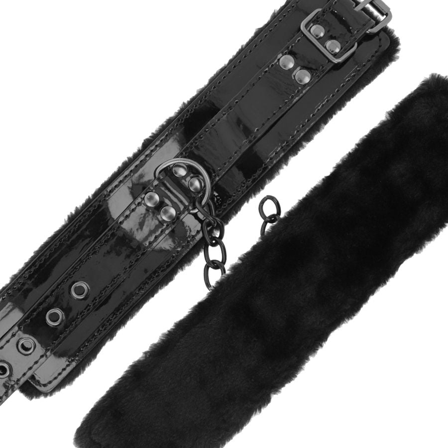 Darkness – Menottes ajustables en cuir noir avec cadenas