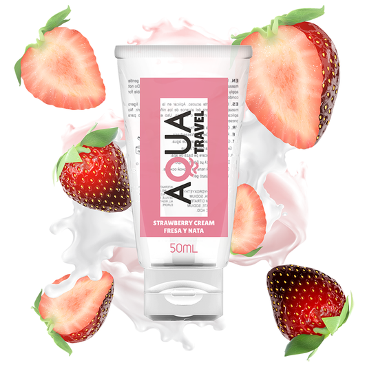 Aqua Travel – Lubrifiant à base d’eau goût crème de fraise – Format 50 ml