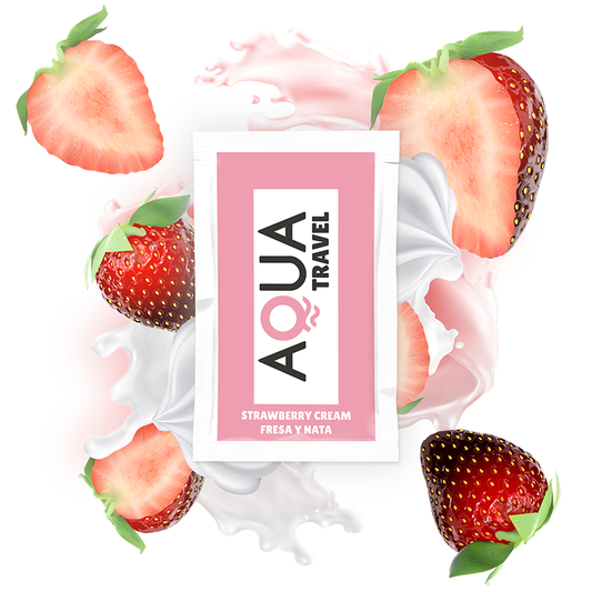 Aqua Travel – Lubrifiant à base d’eau goût crème de fraise – Format 6 ml
