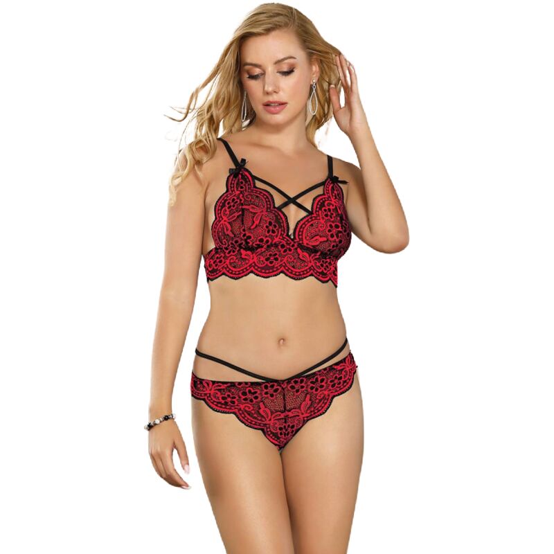 Subblime – Ensemble dentelle rouge et noire deux pièces