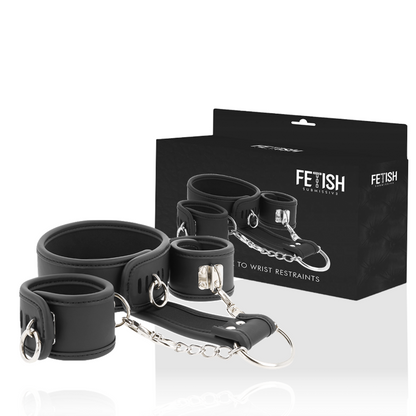 Fetish Submissive – Collier et menottes cuir & néoprène