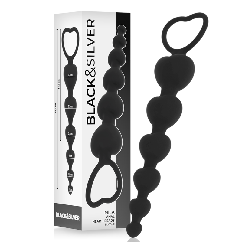 Chapelet anal Mila – Black&Silver – 18 cm