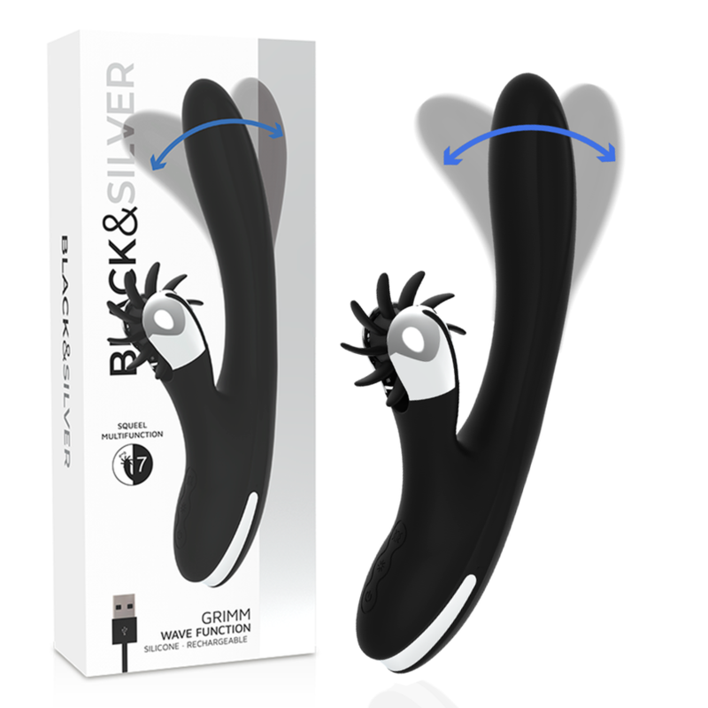 Vibromasseur Grimm Bunny – Black&SIlver – Fonction Vague