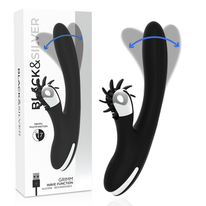 Vibromasseur Grimm Bunny – Black&SIlver – Fonction Vague