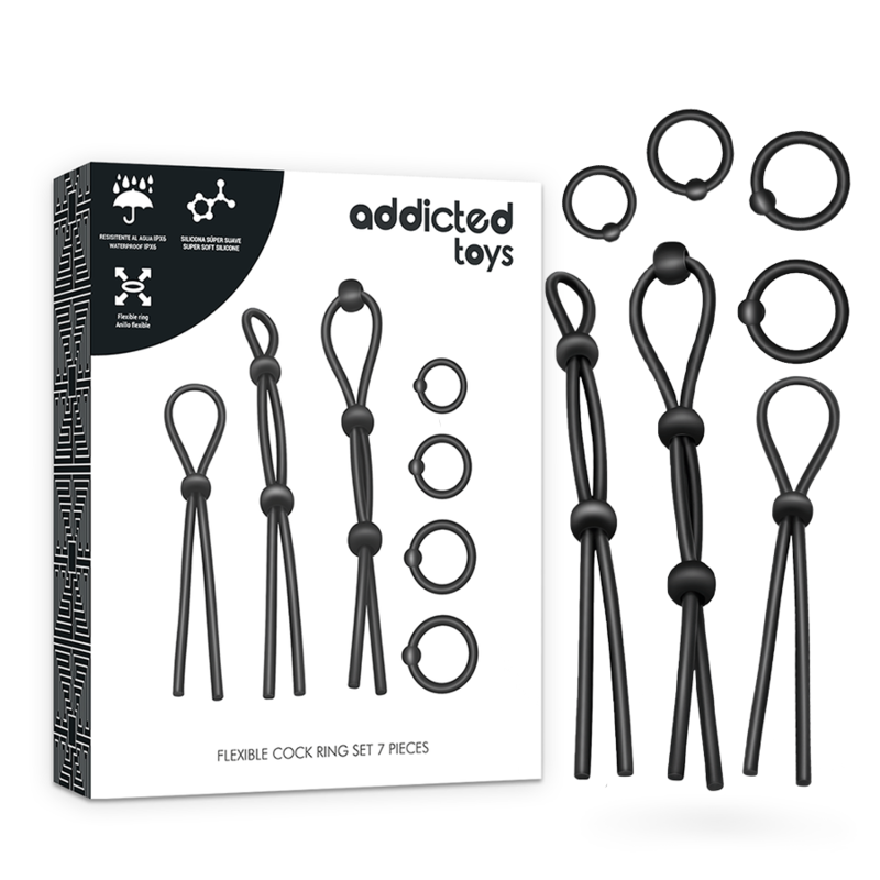 Ensemble d’anneaux péniens – Addicted Toys – 7 tailles en silicone