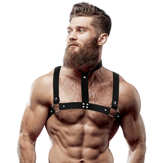 Fetish & Submissive Attitude – Harnais de poitrine réglable en éco-cuir
