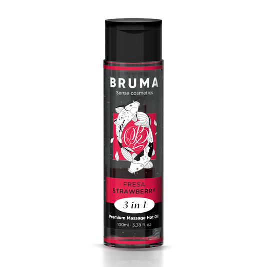 Bruma – Huile de massage premium effet chaleur – Saveur Fraise – 3-en-1 – 100 ml