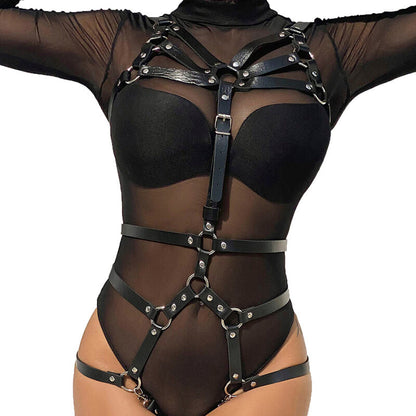 Harnais de corps noir Subblime avec chaînes et sangles ajustables