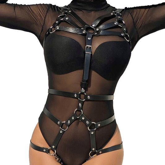 Harnais de corps noir Subblime avec chaînes et sangles ajustables