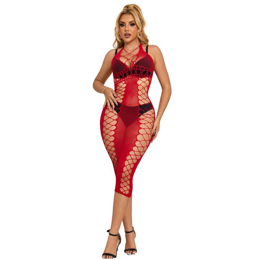 Subblime – Robe longue résille rouge - Taille Unique