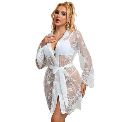 Subblime – Chemise de nuit blanche à manches longues motif floral