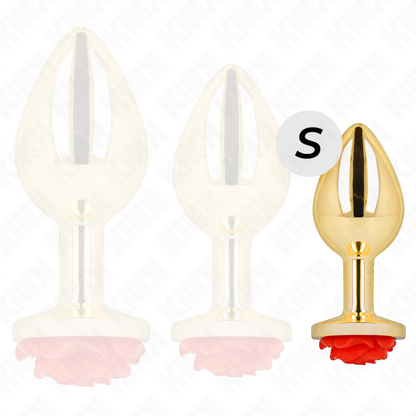 Kink – Plug anal or doré & rose rouge – Acier inoxydable