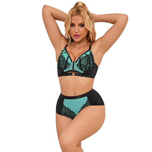 Subblime – Ensemble vert push-up en dentelle et résille
