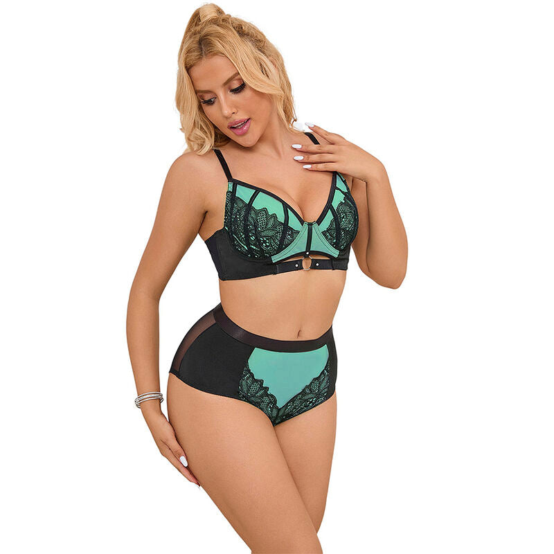 Subblime – Ensemble vert push-up en dentelle et résille