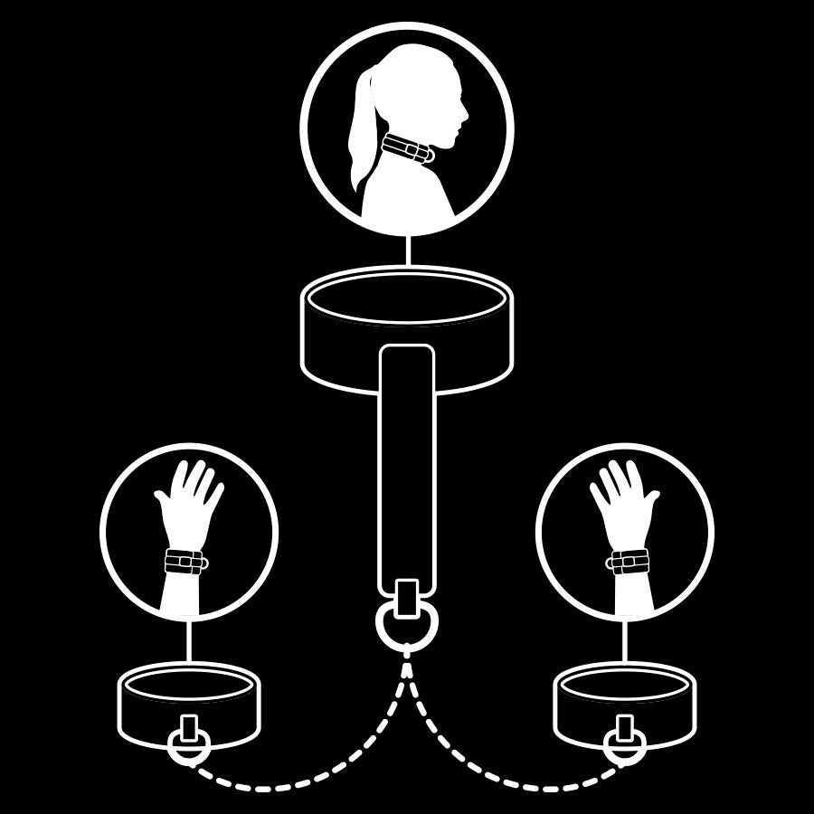 Fetish Submissive – Collier et menottes cuir & néoprène
