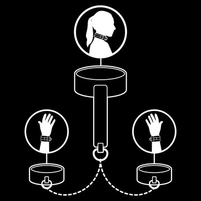 Fetish Submissive – Collier et menottes cuir & néoprène