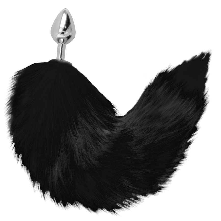 Darkness – Plug anal avec queue noire –  Métal 8 cm