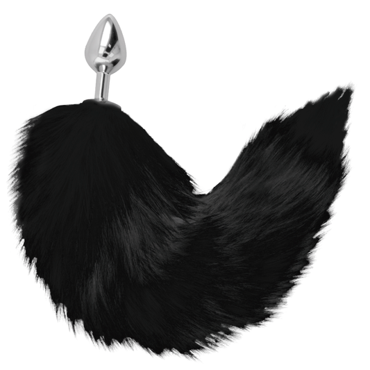 Darkness – Plug anal avec queue noire –  Métal 8 cm