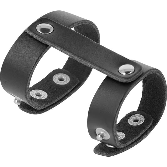 Darkness  – Anneau pénis & testicules réglable – Cuir noir
