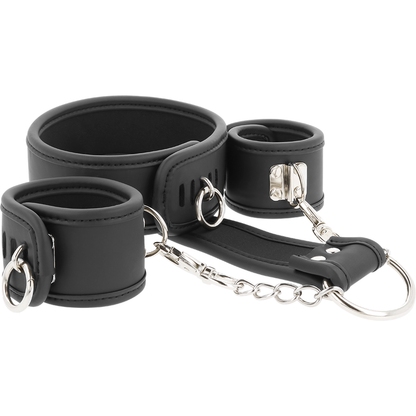 Fetish Submissive – Collier et menottes cuir & néoprène