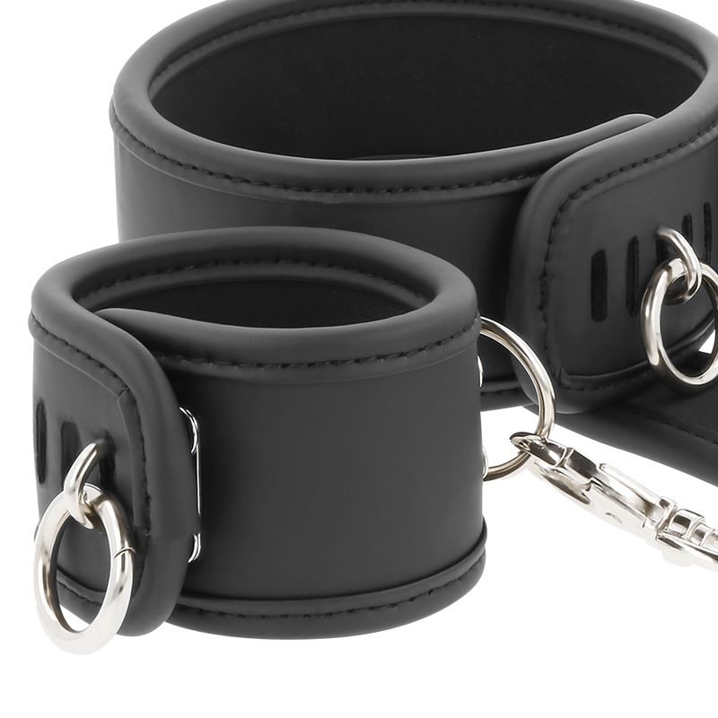 Fetish Submissive – Collier et menottes cuir & néoprène