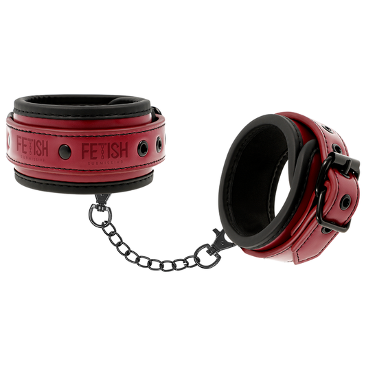 Fetish Submissive – Menottes de cheville en cuir avec doublure néoprène